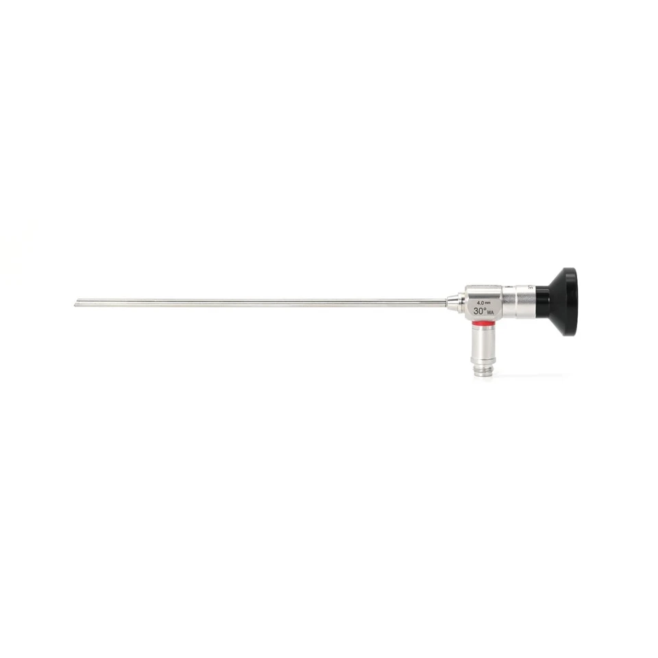 Rigid sinus endoscope 4mm 30° full length view — red angle color code and standard light post