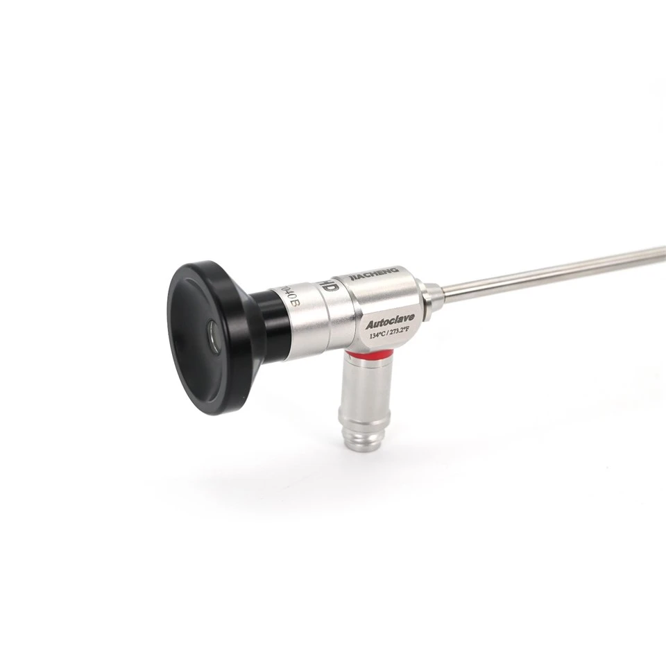 JIACHENG HD rigid sinus endoscope 30° — autoclave 134°C marking and red angle indicator close-up